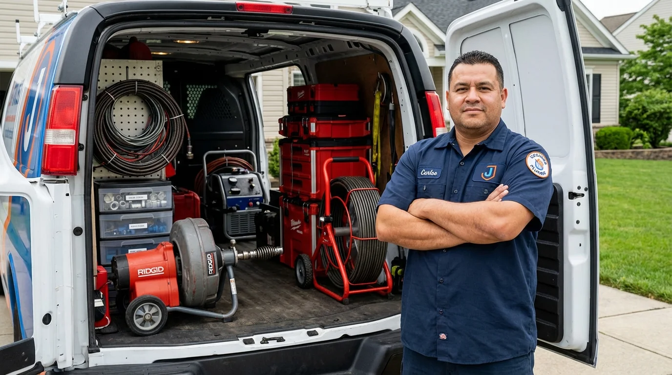 Professional drain cleaning equipment and Johns Plumbing LLC plumber in Seeley
